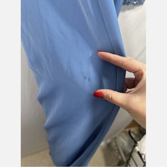 NWD $468 Tadashi Shoji‎ [ 14 ] Sequin Lace Long Sleeve Crepe Gown Cadet Blue - Picture 7 of 16